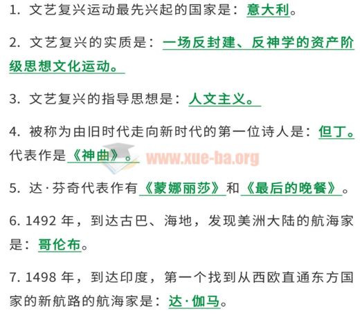 中考历史选择题常考知识点总结