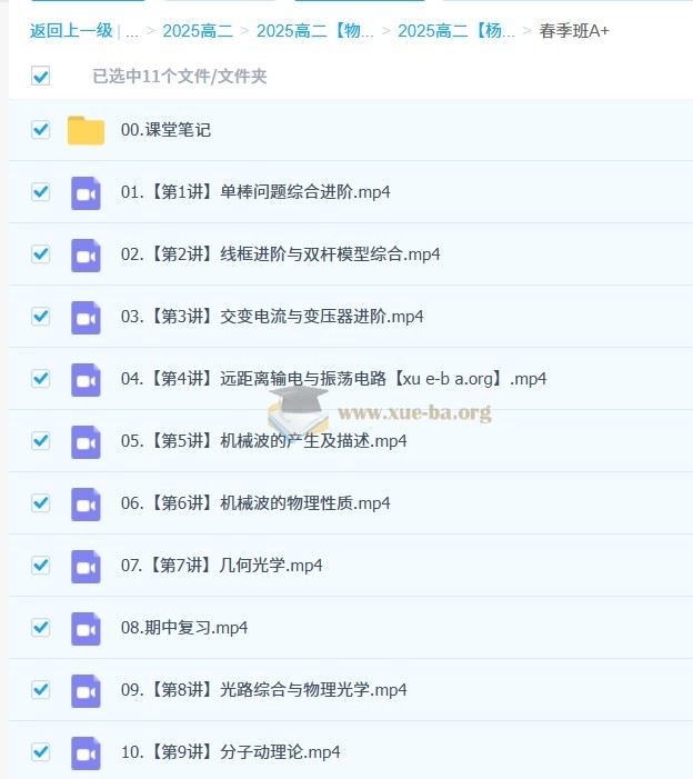 高中物理 2024-2025 高二物理 杨会英全年 暑假班 秋季班 寒假班 春季班 百度云网盘