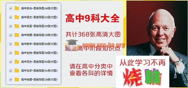 高中9科全套思维导图 高中语文数学英语物理化学生物历史政治地理思维导图368张 