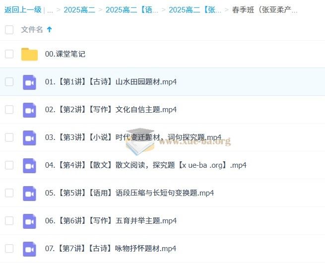 2025高中语文 高二张亚柔 全年 A+班 S班 暑假 秋季 寒假春季班 百度云盘