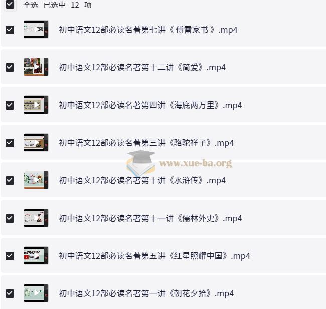 初中语文12部必读名著讲解课