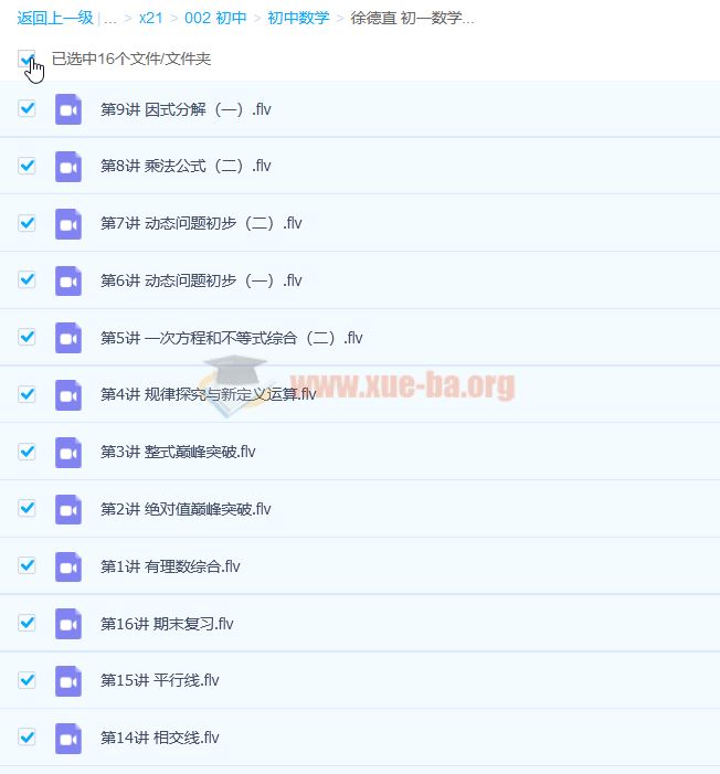 徐德直 初一数学秋季目标班 16讲完结
