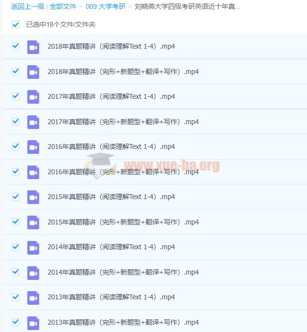 刘晓燕大学四级考研英语近十年真题精讲-百度云下载