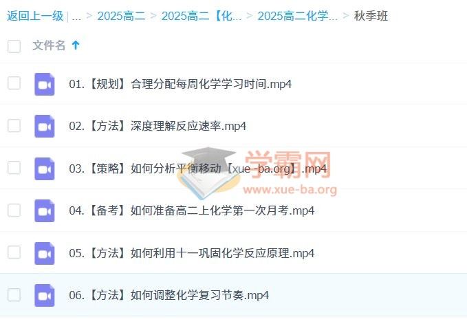 2025高二化学 冷士强 全年 暑假秋季寒假春季 百度网盘