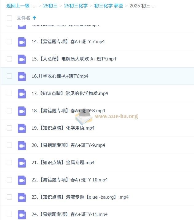 2024-2025 初三 中考化学 郭莹 A+ 秋季班 寒假班 春季班 百度网盘
