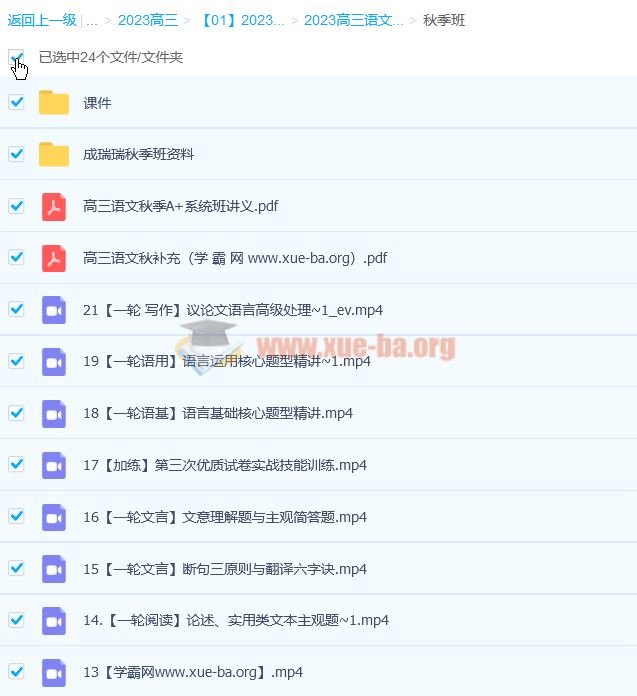 成瑞瑞 2023高三高考语文 全年复习 暑秋寒春合集 百度云网盘下载