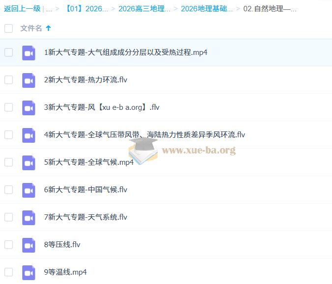 2026高三高考地理刘勖雯 一轮暑假 百度网盘
