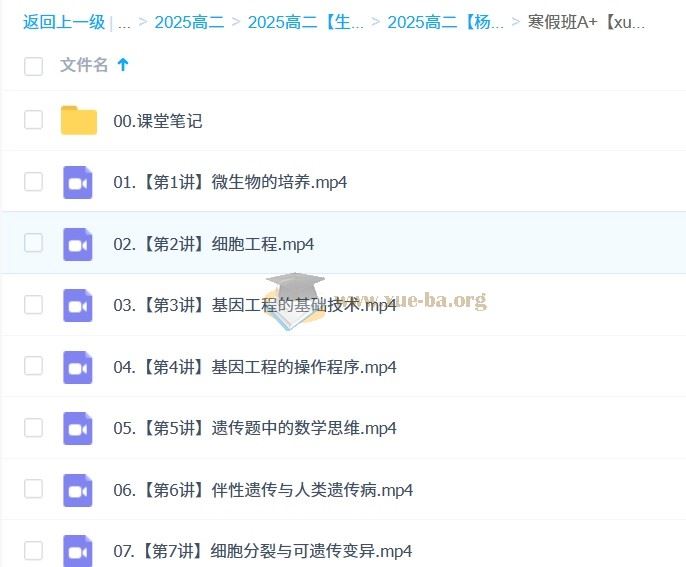 高中生物 2024-2025高二生物 杨雪全年 暑假班 秋季班 寒假班 春季班 百度网盘