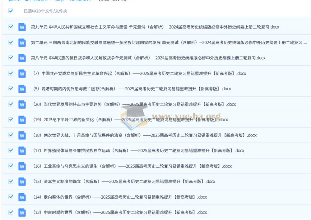 【新高考版】2025届高考历史二轮复习易错重难提升练习(含解析）