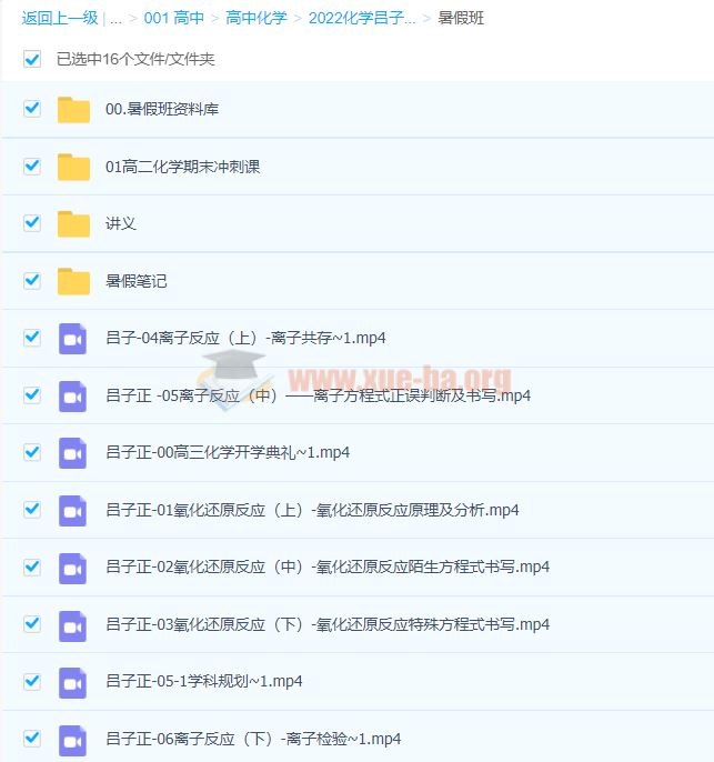 高中化学 2022化学吕子正全年暑假班