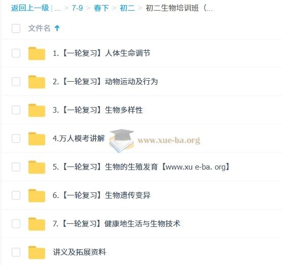 张雨桐 2026届 2024-2025初二生物培训班（春下·全国版·A+）百度网盘