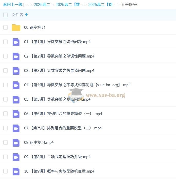 2025高二数学 刘天麒全年 暑假班  秋季班 寒假班 春季班 百度网盘
