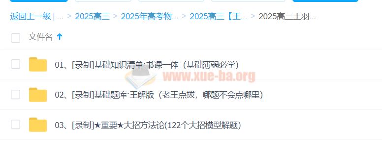 2025高三高考物理 王羽 全年一轮二轮暑假秋季寒假春季 百度网盘