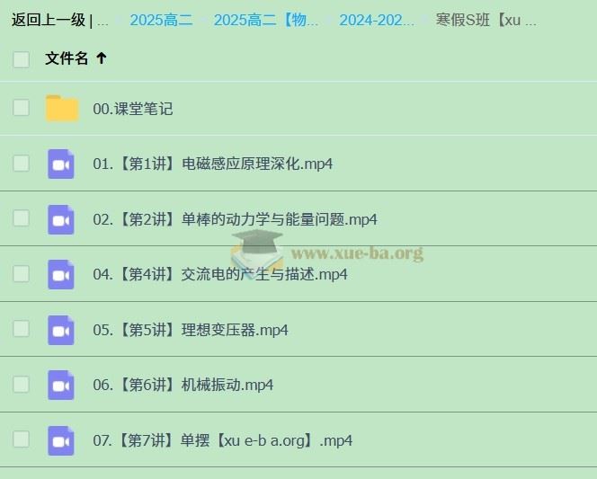 2024-2025高二物理 袁帅 S秋季班  寒假班 春季班 百度网盘