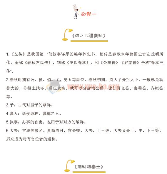 必修1-5古代文学常识大汇总，高三开学必备！