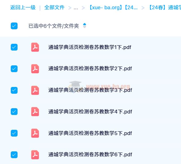 【24春】通城学典活页检测卷数学（1-6年级）