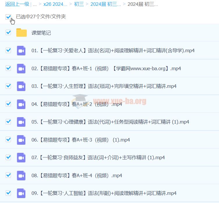 2024初三中考英语 林淼 A+春季班 百度网盘