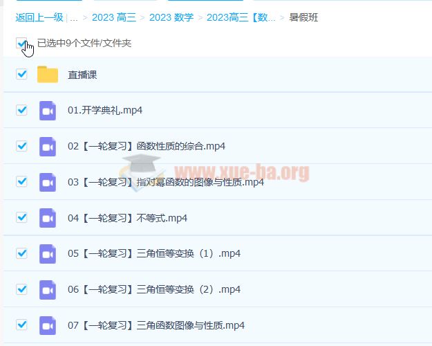 孙明杰2023高三高考数学 A+全年复习 暑秋寒春合集 百度云网盘下载