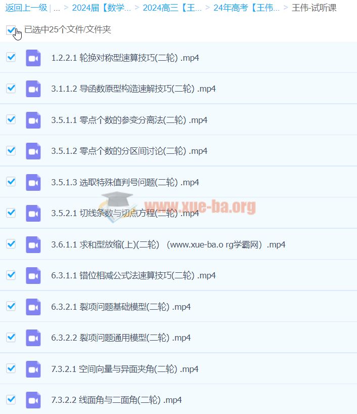2024高三高考数学 王伟数学 二轮 百度云网盘下载
