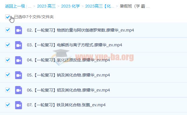 2023高三高考化学 廖耀华 一轮复习 暑假班