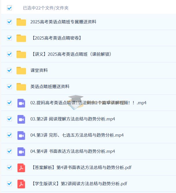 2025高考英语点睛班 百度网盘
