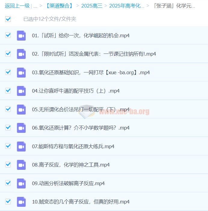 2025高三化学 高考化学 张子涵 化学元素突破营 百度网盘