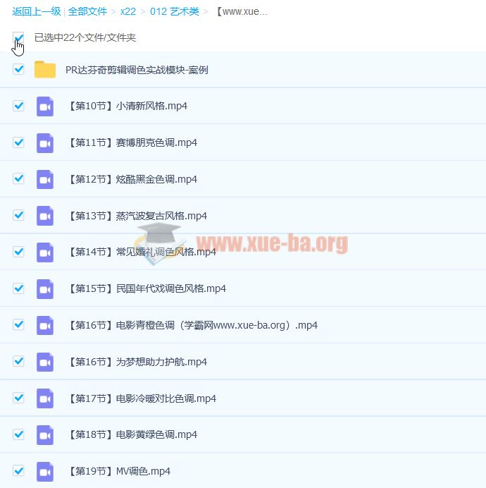 晴天 PR达芬奇剪辑调色实战模块20讲带素材 百度网盘下载