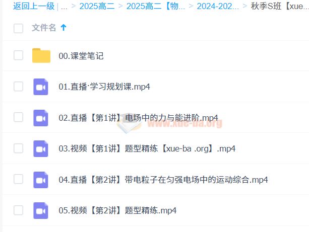 2024-2025高二物理 袁帅 S秋季班  寒假班 春季班 百度网盘