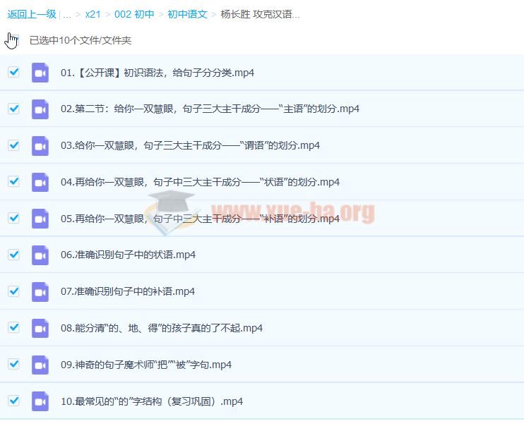 杨长胜 攻克汉语语法难关 10讲百度网盘下载