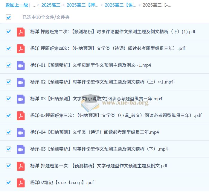 2025高三高考语文 杨洋 押题班 百度网盘