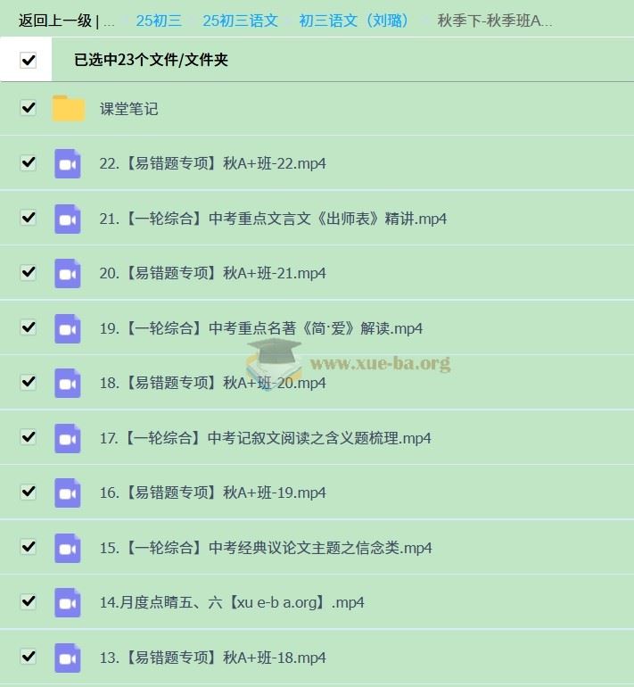 初三中考语文刘璐语文 2024-2025 A+班 秋季 寒假班 春季班 百度网盘