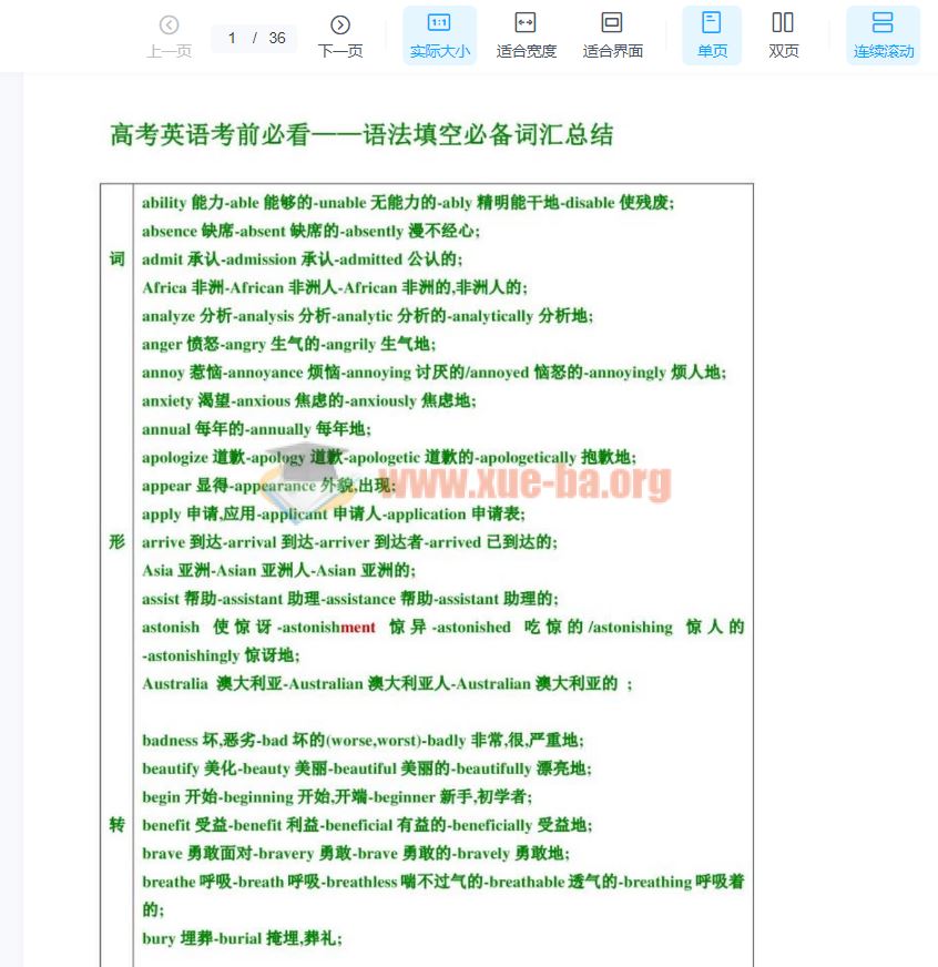 高考英语词性转换高频考点汇总PDF百度网盘下载