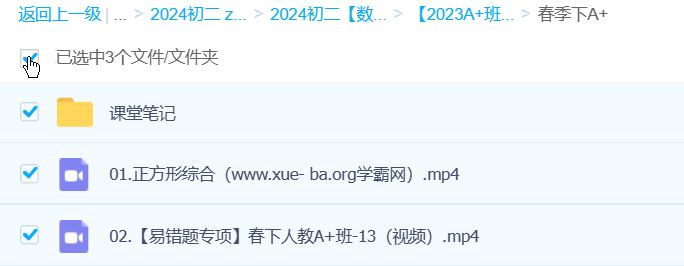 李爽数学 2024 初二数学 A+春季班下 百度云网盘下载